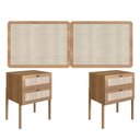 Ver imagem 3 de Conjunto Cabeceira Casal Hanover 160cm com Mesas de Cabeceira Fixação no Box MDP Marrom Artesano