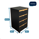 Ver imagem 2 de Gaveteiro Organizador com 4 Gavetas para Escritório com Rodinhas Movlar - Mod.0701 Cor Preto