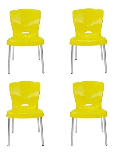 Cadeiras Bistrô Plástico Pés Alumínio:Marrom - 18