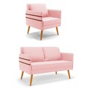 Ver imagem 1 de Kit 01 Namoradeira e 01 Poltrona Suede Rosa Bebê Castanho
