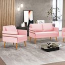 Ver mais imagens de Kit 01 Namoradeira e 01 Poltrona Suede Rosa Bebê Castanho
