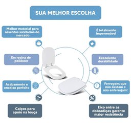 Tampa Vaso Sanitário Poliester Acrilico Paris Branco para Bacia Ideal Standard - 4