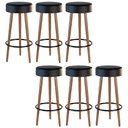 Ver imagem 1 de Kit 06 Banquetas Cozinha Londres Estofada D-33 com Pés de Madeira Couríssimo Preto - Desk Design