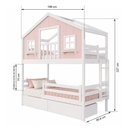 Ver imagem 4 de Beliche Infantil Casinha Dos Sonhos com Varanda 2 Gavetas Madeira Maciça Rosa Branco Megamobília