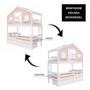 Ver imagem 2 de Beliche Infantil Casinha Dos Sonhos com Varanda 2 Gavetas Madeira Maciça Rosa Branco Megamobília