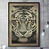 Quadro Decorativo Silhueta Tigre Preto Olhos Coloridos-34x49Cm - 1