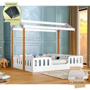 Ver imagem 2 de Cama com Colchão Montessoriana Casal Infantil Ágatha com Lousa Mágica - Branco/Amêndoa