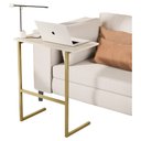 Ver imagem 3 de Mesinha Lateral Apoio de Canto Sofá Cama Leitura e Notebook:perola-dourado