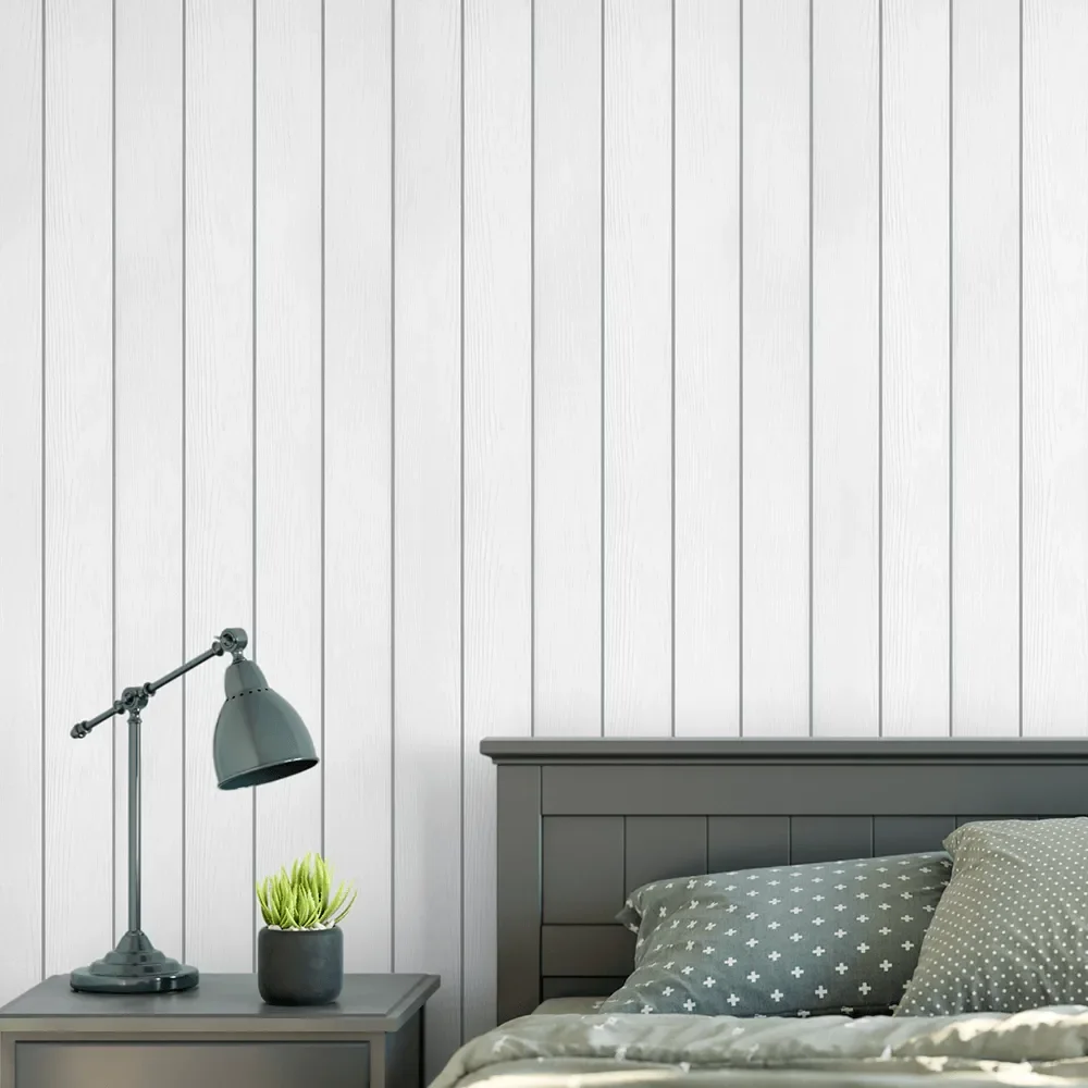 Papel de Parede Adesivo Madeira Branca Lavável Fosco 3m