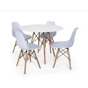 Ver imagem 1 de Conjunto de Mesa Eames Eiffel Redonda 120cm Branco + 4 Cadeiras Brancas