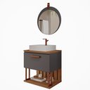 Ver imagem 2 de Gabinete Suspenso Banheiro Mari 60cm com Cuba e Espelheira Lua Espresso Móveis Cinza/Titanium