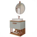 Ver imagem 2 de Gabinete Suspenso Banheiro Mari 60cm com Cuba e Espelheira Lua Espresso Móveis Verde/Pistache