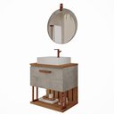 Ver imagem 2 de Gabinete Suspenso Banheiro Mari 60cm com Cuba e Espelheira Lua Espresso Móveis Verde/Cimento