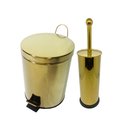 Ver imagem 1 de Kit Lavabo Inox Dourado Lixeira Pedal 12l e Escova Sanitaria France Fineza