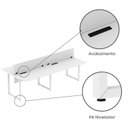 Ver imagem 6 de Plataforma Dupla Escrivaninha Tub Corporativa Light 4 Lugares 220cm Industrial Branco