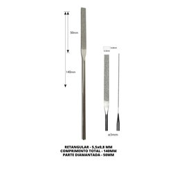 Lima Diamantada Individual Reta Retangular 140mm - #150 - 5,5x0,8mm - 1