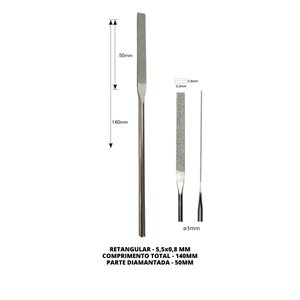 Lima Diamantada Individual Reta Retangular 140mm - #150 - 5,5x0,8mm