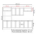 Ver imagem 3 de Cozinha Armario 6 Peças Torre Quente Balcao para Pia 270 cm Unna Gris Poliman