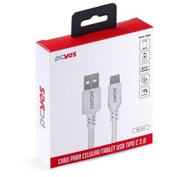 Cabo Usb a 2.0 para Usb Tipo C para Celular Smartphone 50cm Branco - Puacb-05 - 4