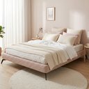 Ver imagem 3 de Cama Casal Base Box Pés Ferro 156cm Nami Linho Rosa Claro - Nexta Casa