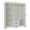 Ver imagem 3 de Cômoda 867 4 Gavetas e Guarda Roupa Casal Tóquio 6 Portas Branco Brilho - Poquema