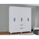 Ver imagem 7 de Cômoda 867 4 Gavetas e Guarda Roupa Casal Tóquio 6 Portas Branco Brilho - Poquema