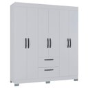 Ver imagem 5 de Cômoda 867 4 Gavetas e Guarda Roupa Casal Tóquio 6 Portas Branco Brilho - Poquema