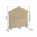 Ver imagem 7 de Kit Cama Box Queen + Cabeceira Estofada em Madeira Maciça Curva Provençal com Capitonê Bridgerton Bege/Veludo