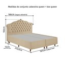 Ver imagem 5 de Kit Cama Box Queen + Cabeceira Estofada em Madeira Maciça Curva Provençal com Capitonê Bridgerton Bege/Veludo