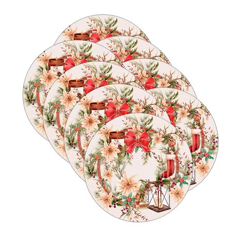 Kit Sousplat Natal Christmas Vintage Nsw 8 Peças sem Base