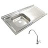 Pia Inox Fabrinox PSD1000E 100x52cm, cuba esquerda, com furo e torneira - 1