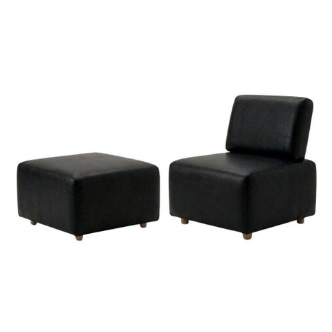 Poltrona Modular e Puff Block Pes Madeira Courino Tcs 724 Moll