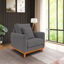 Ver imagem 1 de Poltrona Belga Cinza Base de Madeira Sala Recepção Escritório Bz Home Decor