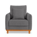Ver imagem 4 de Poltrona Belga Cinza Base de Madeira Sala Recepção Escritório Bz Home Decor