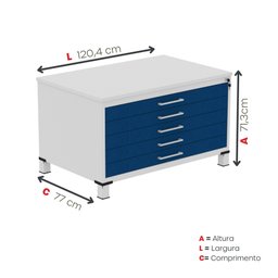 Mapoteca de Aço Fixa com 05 Gavetas - 4
