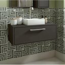 Ver imagem 1 de Gabinete Suspenso para Banheiro com Cuba Branca 80cm 1 Porta Basculante Alice Preto/Grafite