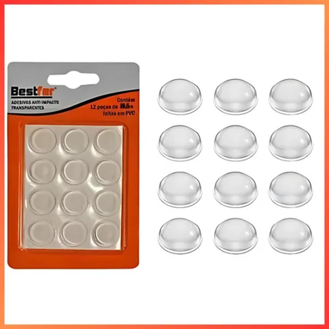 24 Peças Adesivo Anti Impacto Silicone Transparente 12mm