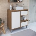 Ver imagem 1 de Gabinete para Banheiro 80cm 2 Gavetas 1 Porta 1 Nicho Paula