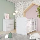 Ver imagem 1 de Quarto de Bebê com Berço e Cômoda Labirinto 4 Gavetas MDP Branco Móveis Henn