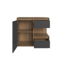 Ver imagem 2 de Gabinete de Banheiro Suspenso 80cm Paula com 2 Gavetas 1 Porta e 1 Nicho Mel/Grafite sem Cuba