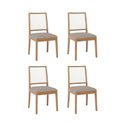 Ver imagem 1 de Kit 4 Cadeiras para Sala de Jantar Estofadas Marcela Bege/Madeira