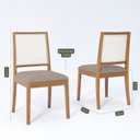 Ver imagem 2 de Kit 4 Cadeiras para Sala de Jantar Estofadas Marcela Bege/Madeira