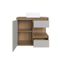 Ver imagem 2 de Gabinete de Banheiro Suspenso 80cm Paula com 2 Gavetas 1 Porta 1 Nicho Mel/Arenas e Cuba Branca