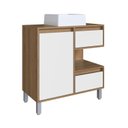 Ver imagem 2 de Gabinete para Banheiro Com Cuba Branca 80cm 2 Gavetas 1 Porta 1 Nicho Paula