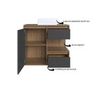 Ver imagem 5 de Gabinete de Banheiro Suspenso 80cm Paula com 2 Gavetas 1 Porta 1 Nicho Mel/Grafite e Cuba Branca