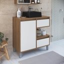 Ver imagem 1 de Gabinete para Banheiro com Cuba Preta 80cm 2 Gavetas 1 Porta 1 Nicho Paula