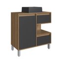 Ver imagem 2 de Gabinete para Banheiro com Cuba Preta 80cm 2 Gavetas 1 Porta 1 Nicho Paula Marrom/Mel/Grafite