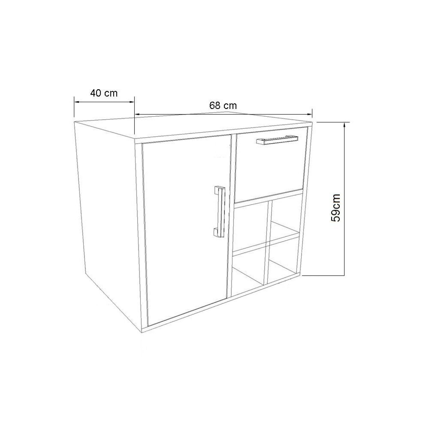 Gabinete Suspenso para Banheiro 68cm 1 Porta 1 Gaveta e Nicho Aberto Eduarda - 4