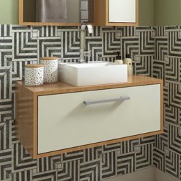 Gabinete Suspenso para Banheiro 80cm 1 Porta Basculante Alice - 1