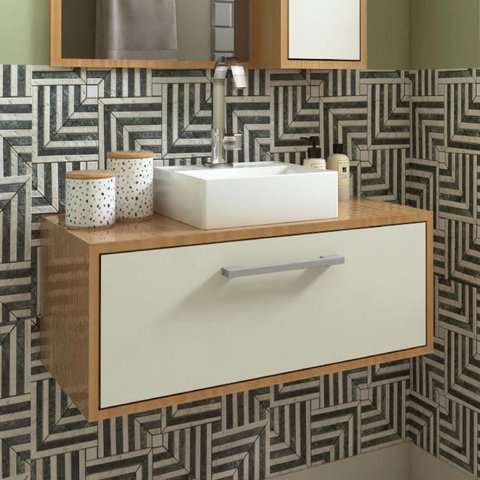 Gabinete Suspenso para Banheiro 80cm 1 Porta Basculante Alice Marrom/Mel/Arenas